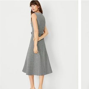 NWT Ann Taylor 4T Belted Houndstooth Midi Sheath Dress